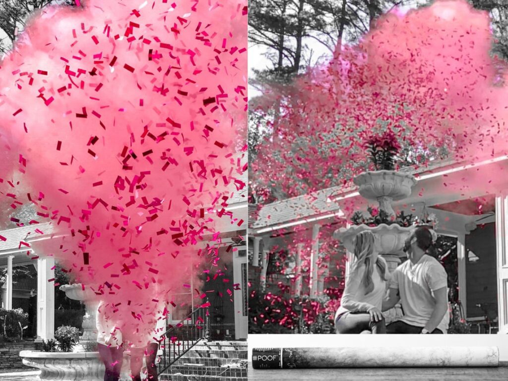 Fumaça colorida revela sexo do bebê