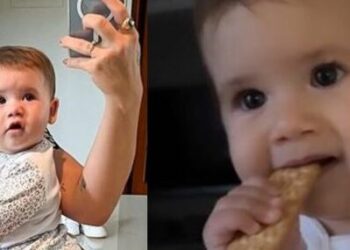 Maria Alice, filha de Virgínia Fonseca e Zé Felipe, apareceu comendo um biscoito de maisena na internet e a polêmica começou